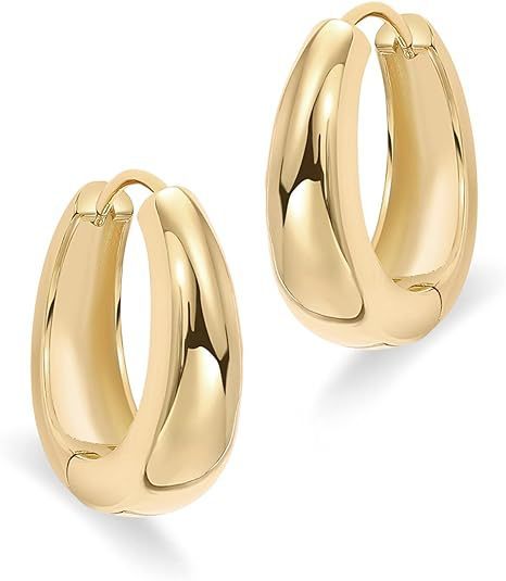 European And American Ring Glossy Oval Earrings