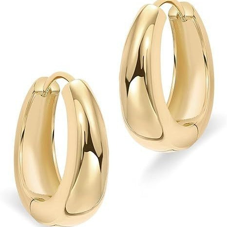 European And American Ring Glossy Oval Earrings