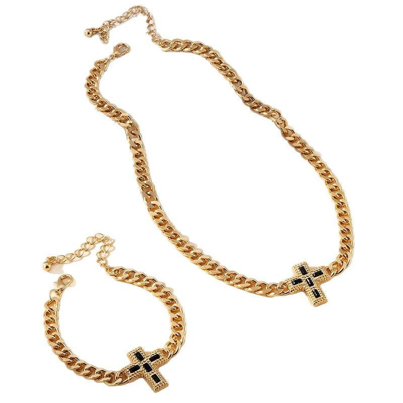 European And American Ornament Minority Fashion Trendy Cross Necklace Bracelet