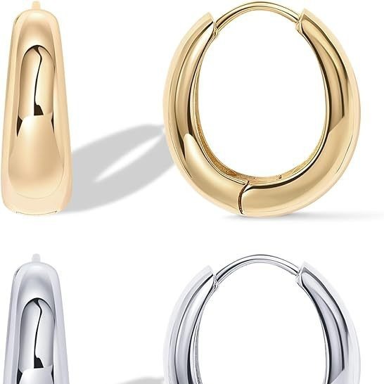 European And American Ring Glossy Oval Earrings