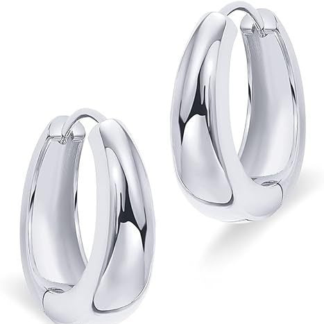 European And American Ring Glossy Oval Earrings