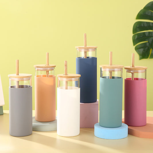 Eco-Friendly Bamboo Lid Borosilicate Glass Bottle