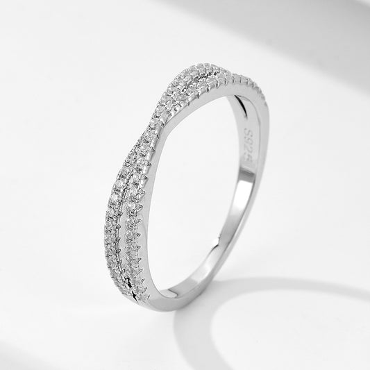 925 Sterling Silver 5A Zircon Wedding Ring Combined Ring Set Women