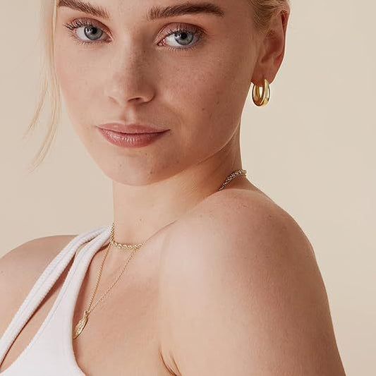 European And American Ring Glossy Oval Earrings