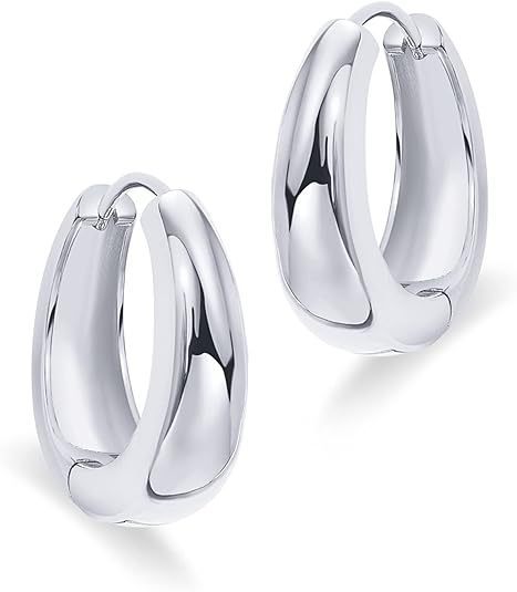 European And American Ring Glossy Oval Earrings